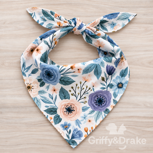 Plaids & Posies-Blueberry Blossoms Floral Bandana (Preorder)