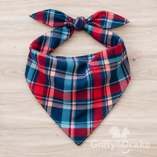Plaids & Posies-Cranberry Kisses Plaid Bandana (Preorder)