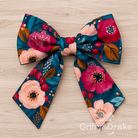 Plaids & Posies-Cranberry Kisses Sailor Bow (Preorder)